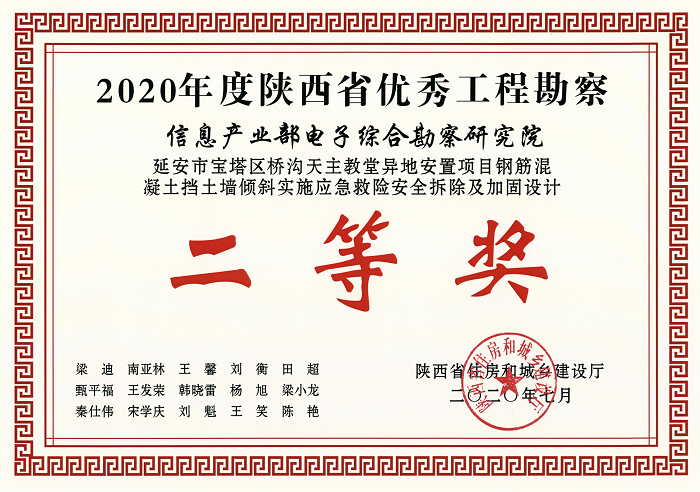 2020年陜西省優(yōu)秀工程勘察設(shè)計(jì)二等獎(jiǎng)-延安市寶塔區(qū)橋溝天主教堂異地安置項(xiàng)目鋼筋混凝土擋土墻傾斜實(shí)施應(yīng)急救險(xiǎn)安全拆除及加固設(shè)計(jì)